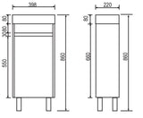 Paula 400mm PVC Slim Vanity on Legs 1th - 400x220x860mm