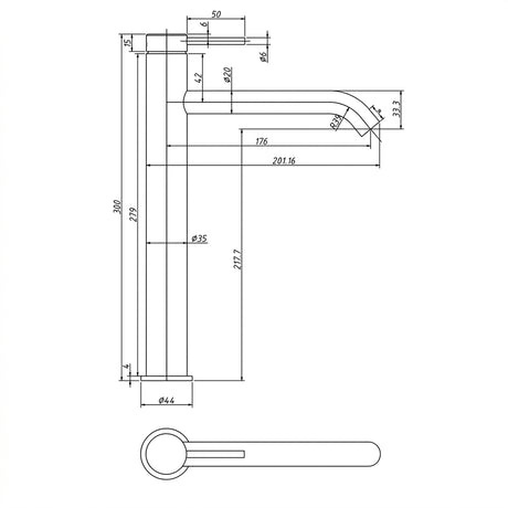 Amoza Curved High Rise Tall Basin Mixer