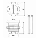 Round Flush Buttons – Brushed Gold – alternate view