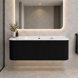 Jackson 1200mm Matte Black Fluted Wall Hung Vanity Draw Only - 1200x460x420mm